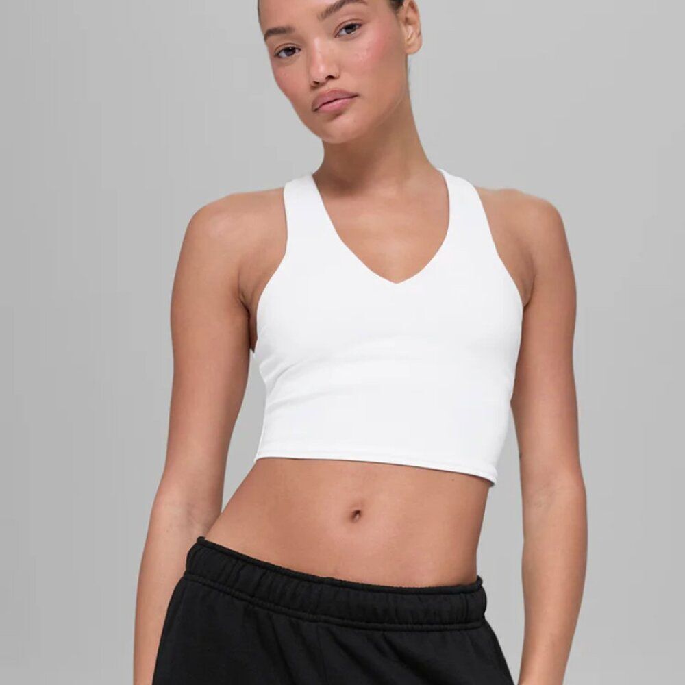 NWOT Alo Yoga Airbrush Real Bra Tank Women's Size S White Sports Bra